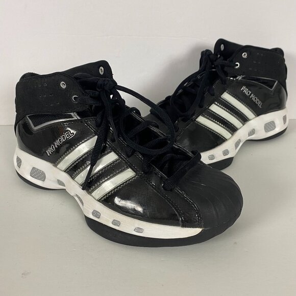 Adidas Pro Model TC Basketball Shoes Mens 8.5 Team Color Black White Shell Toe - Picture 1 of 14